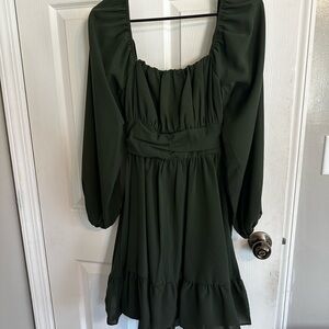 SHEIN Dark Green Long Sleeve Dress